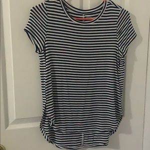 Navy and white striped shirt